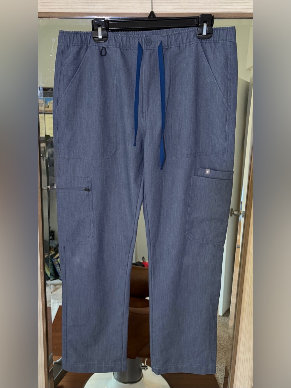 FIGS Pants Women Large Blue Straight Leg Technical Collection Cargo Pockets L